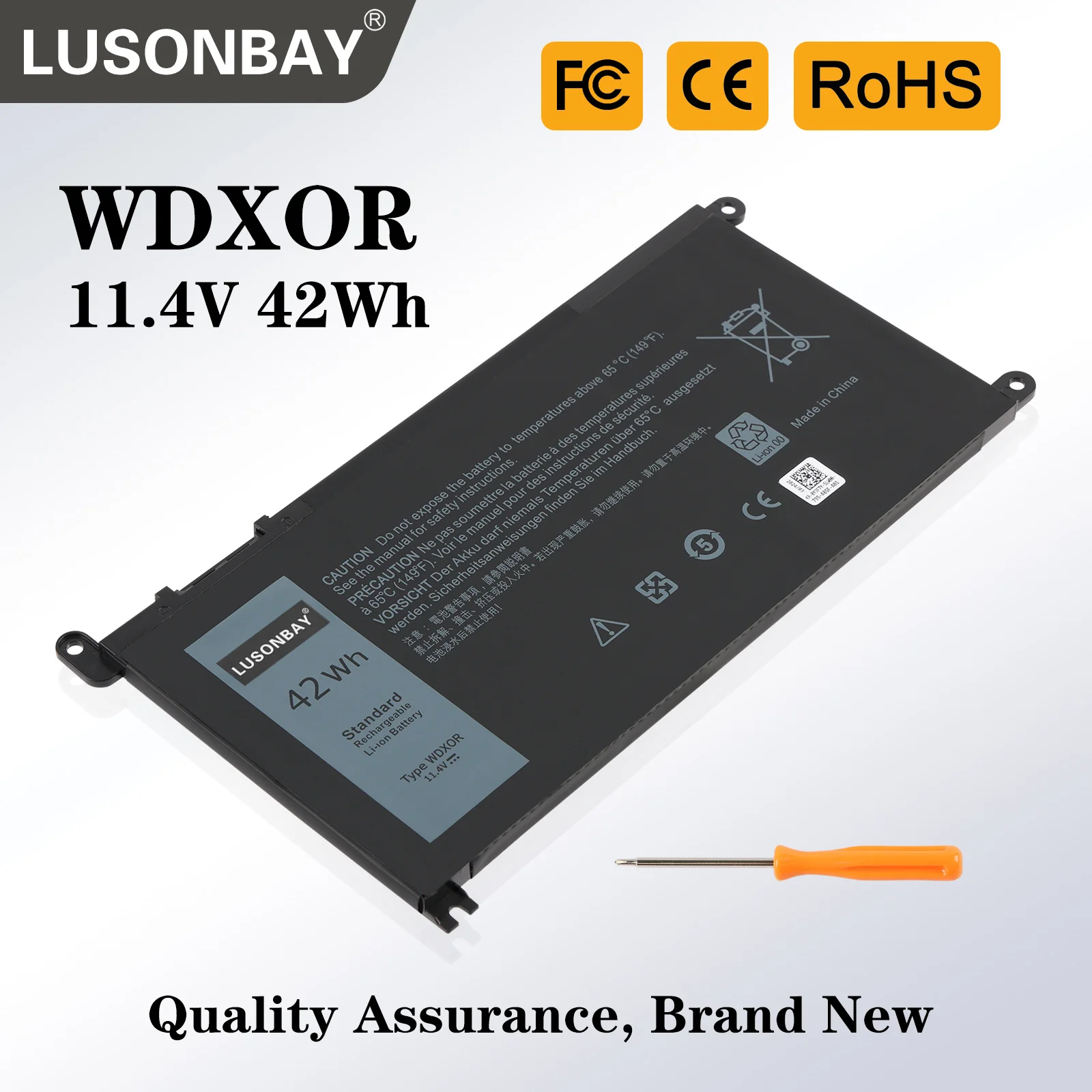 LUSONBAY WDXOR 42WH Battery For DELL Inspiron 13 5368 5378 14 7460 7472 15 7560 5538 5567 5568 P61F Vostro 14 5468 P61F WDX0R