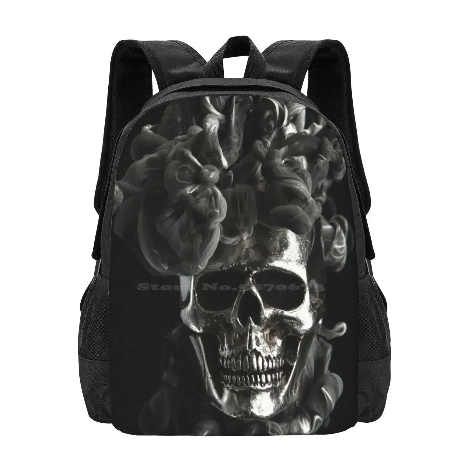 

Mrs.liquidskull Pattern Design Laptop Travel School Bags Liquid Art Skull Black And White
