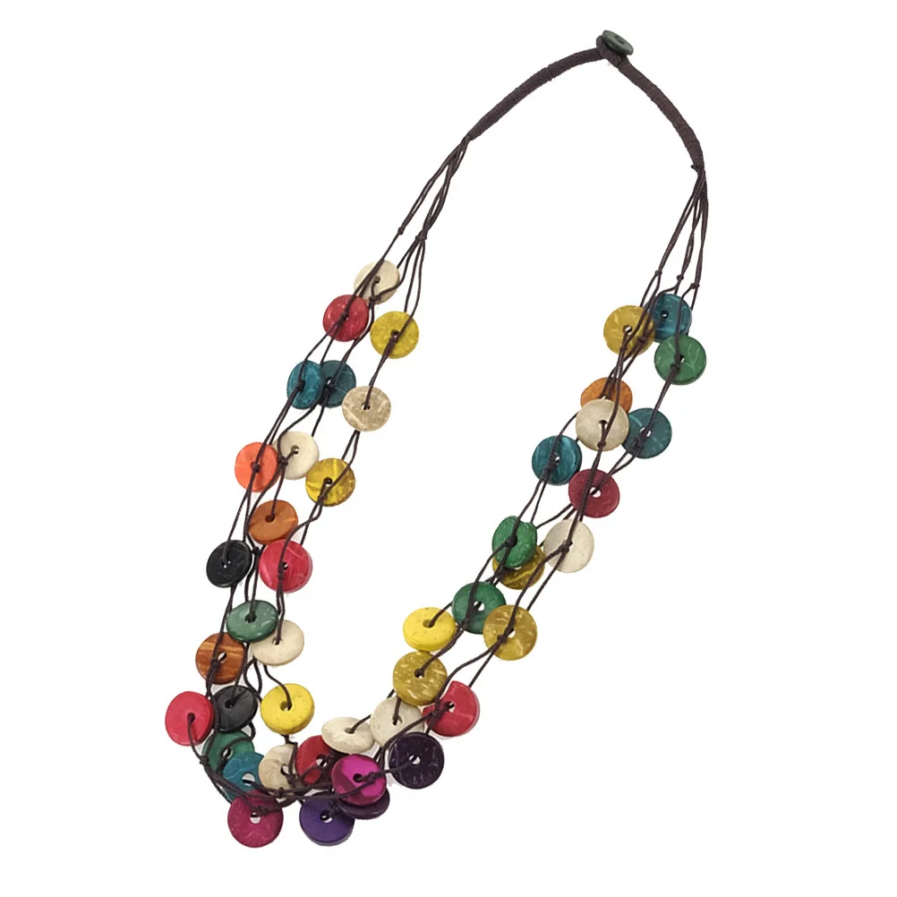 الملونة خمر بوهيميا قلادة خفيفة الوزن جوز الهند شل قلادة هدية عيد ميلاد مجوهرات للنساء الفتيات بوهيميا قلادة #6