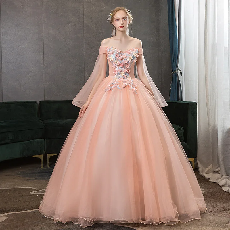 

Новинка 2025 года, женское банкетное вечернее платье на одно плечо с вышивкой, модное длинное пышное платье, свадебное красочное платье из пряжи