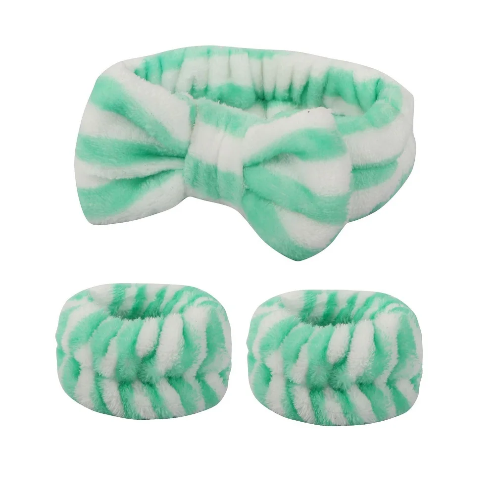 Flanell-Stirnband mit Schleife vorne, elastisches Stirnband, Gesichtswasch- und Make-up-Stirnband, wasserdichte Handgelenkabdeckung, Haargummi-Stirnband – Detail 13