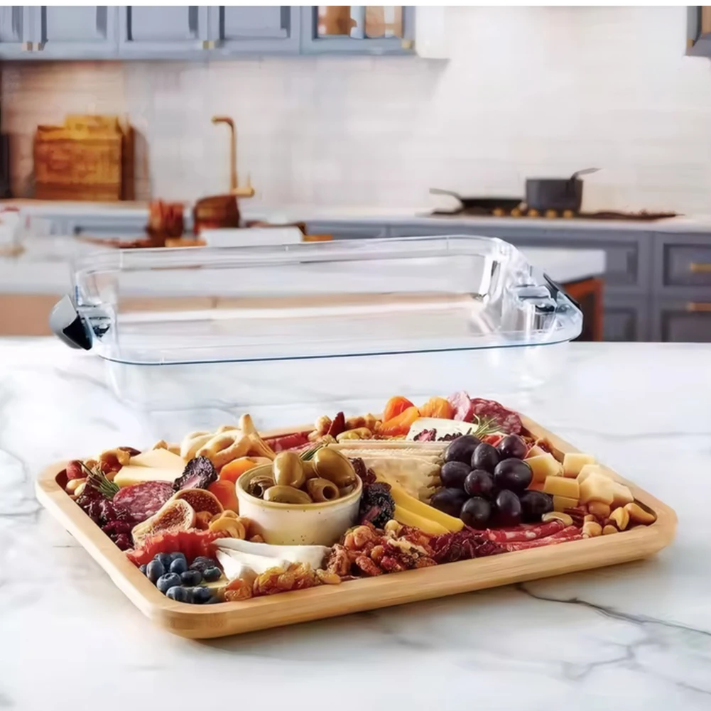 

Многоразовая бамбуковая доска для сыра с крышкой, доски для мясных изделий, поднос для сервировки, доска для мясных изделий для приготовления пищи на кухне, подарок для семейной вечеринки