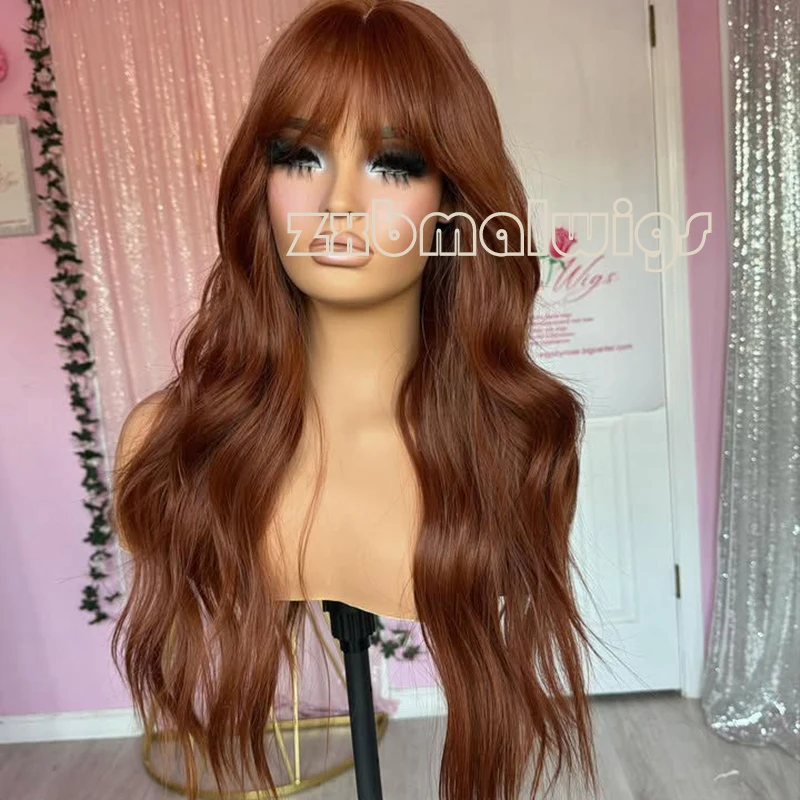 ZXBMALWIGS Pony Body Wave Synthetisch Haar Gember Lace Front Pruiken voor Vrouwen Lijmloze Hoge Temperatuur Vezel Kant Pruiken Cosplay