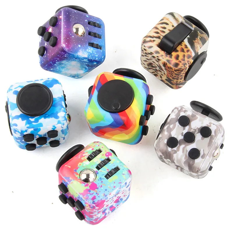 Decompression magic Cube UV Print Rainbow Color magic cube Anti Anxiety Finger Cube stress relief fidget for kids Birthday gifts