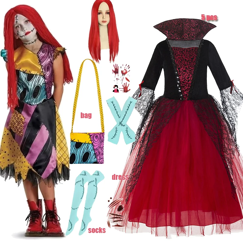 

Boys and Girls Cosplay Costumes Christmas Eve Horror Ghost Bride Dress Carnival Party Halloween Dresses Masquerade Clothes