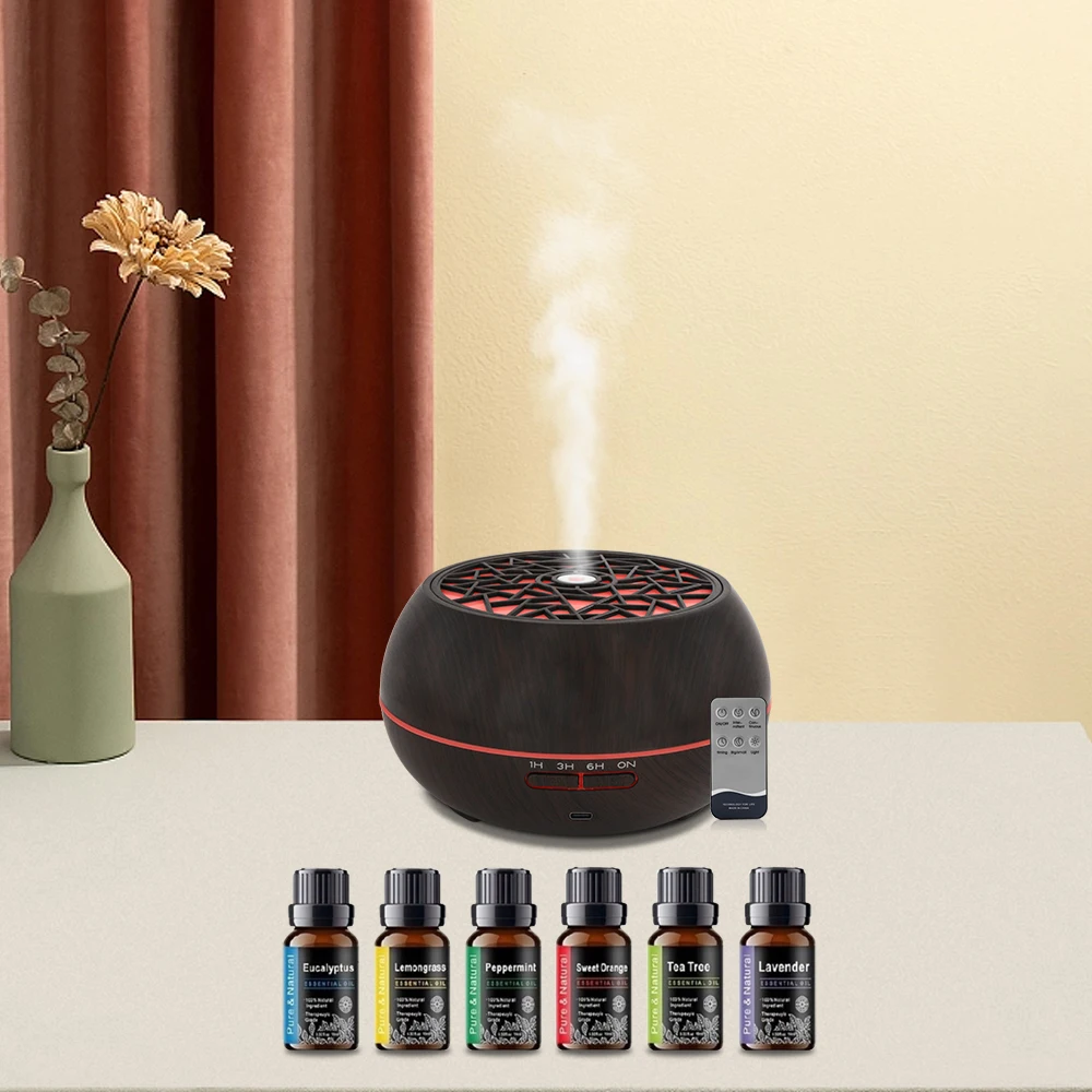 

550ml Aromatherapy Diffuser with 6 Oils, Remote, Color Lights Great for Home/Office