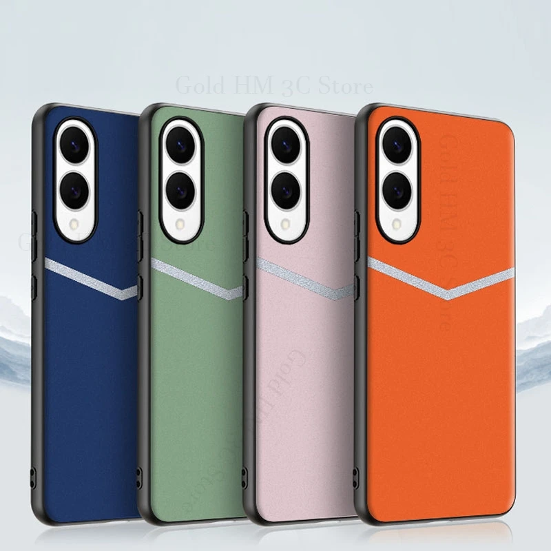 

For Samsung Galaxy S25 Edge V-type Stitching Leather Shockproof Case For Samsung S25 Ultra Soft Silicone Bumper Portective Cover