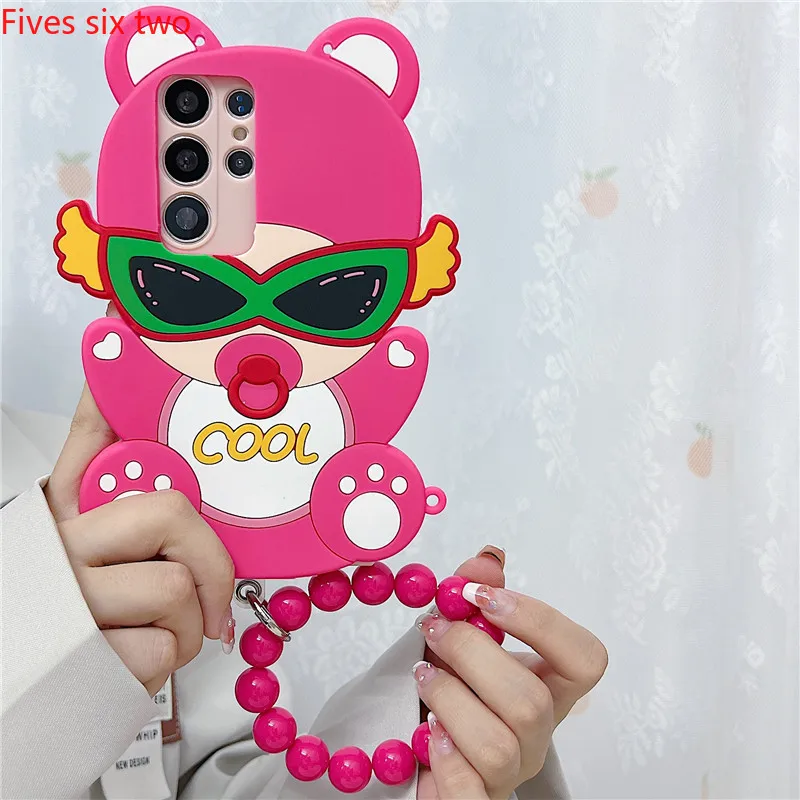 3D Sunglasses Pacifier Bear Girl Soft Case Bracelet For Huawei Nova Y61 3i 7i 8i 5T 9SE P70 Pro P60 P50 P40 P30 P20 Lite Mate 20