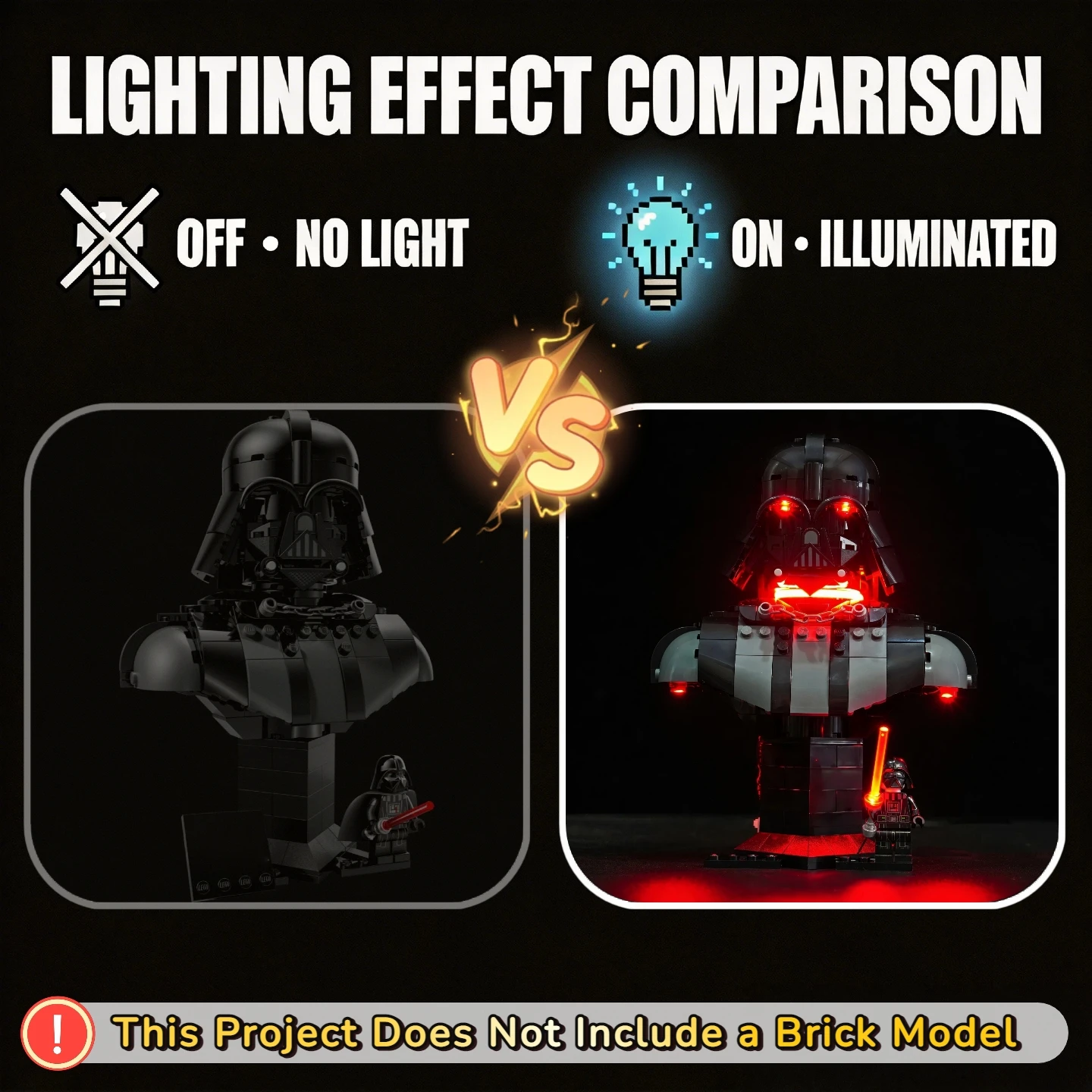 HPROSPER 5V LED Light (No Model) For LEGO Star Wars Darth Vader Bust 75439 Decorative lights With battery box