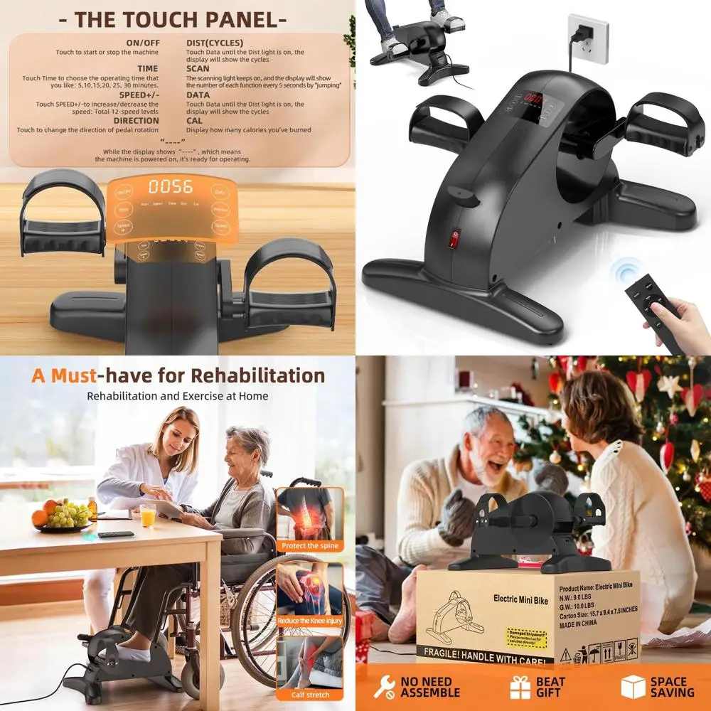 

Compact Electric Desk Bike for Leg and Arm Exercise and Physical Therapy with Adjustable Speed