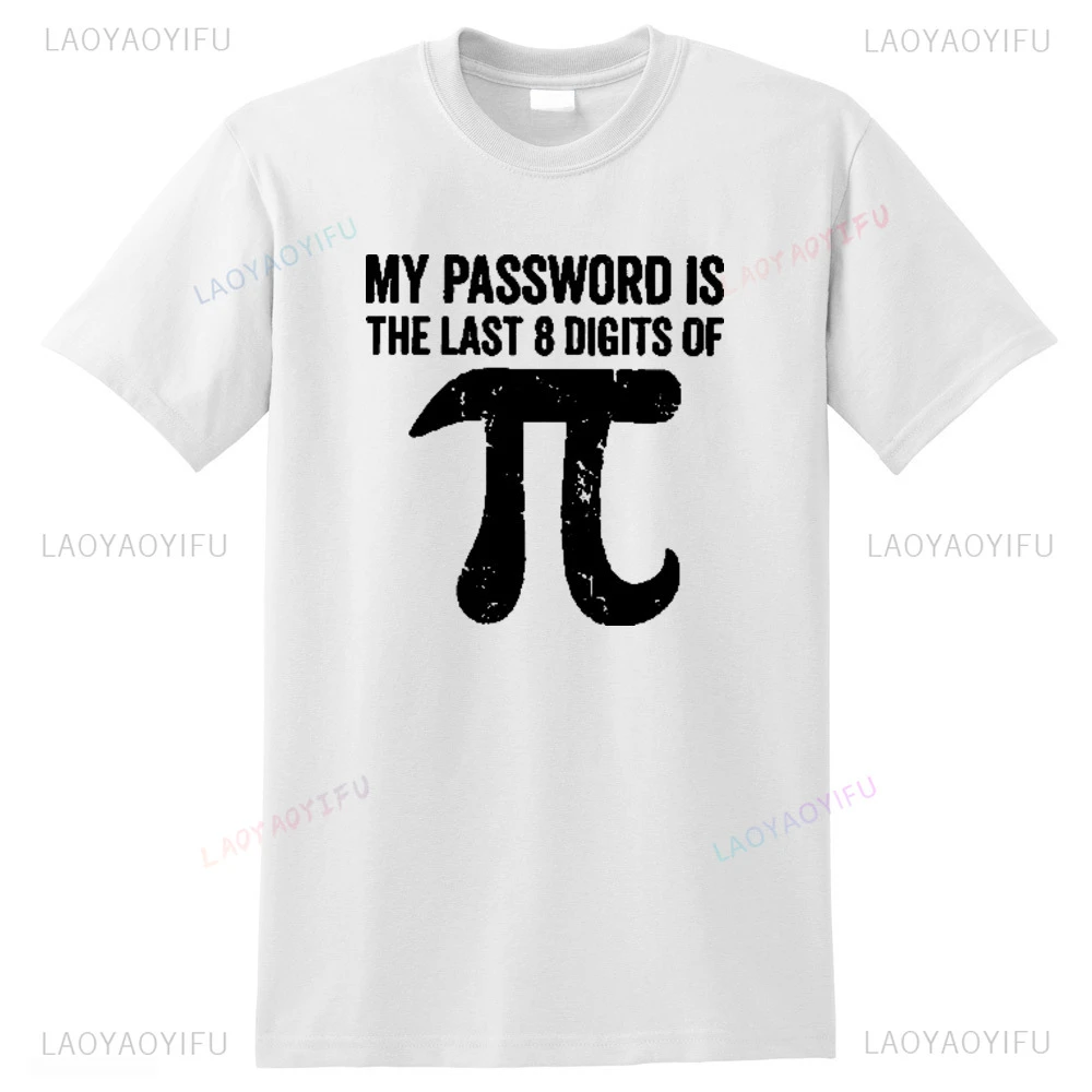 معادلات رياضية للرجال تي شيرت مطبوع ، موضة مضحكة ، تي شيرت رائع للرجال ، كلمة المرور الخاصة بي هي آخر الأرقام من نمط Pi ، قمم فريدة من نوعها