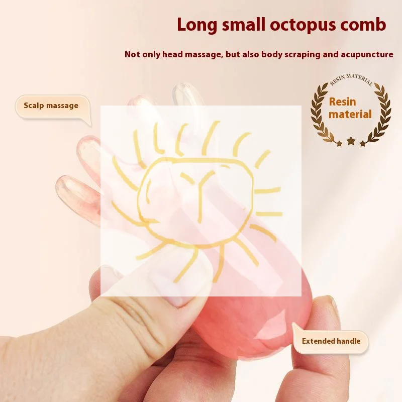 

Extended Ergonomic Octopus Head Resin Gua Sha Massager Portable Face Body Scalp Pressure Point Tool Spa Quality Home Travel Use
