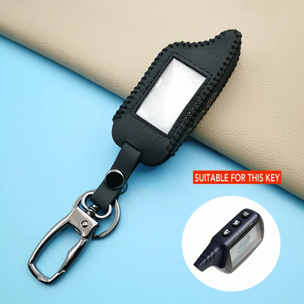 Key Chain Cover For Starline Originals B9 B91 B6 B61 A91 A61 V7 C9 2 Leather Key Case Car LCD Remote Alarm Way New