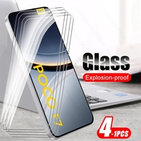 PocoF7 Glass 4-1Pcs Clear 9H Tempered Glass For Poco F75G Full Screen Protector Anti-Scratch HD Cover Film Poko Little F7 F 7 7F