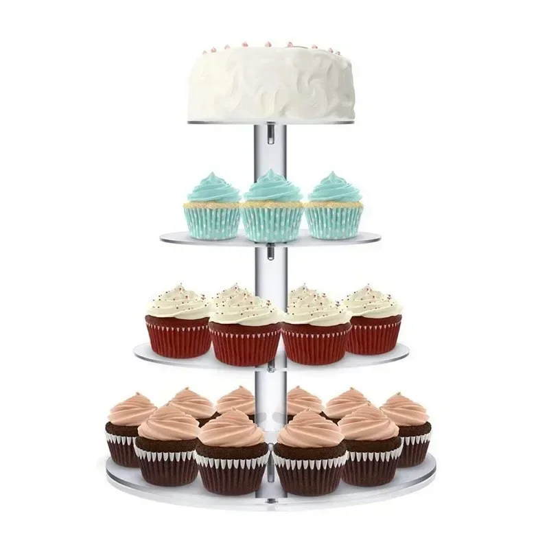 3/4/5/6/7 Tiers Round Cake Stand Transparent Acrylic Cupcake Dessert Display Holder Wedding Birthday Party Decoration Stand Mold