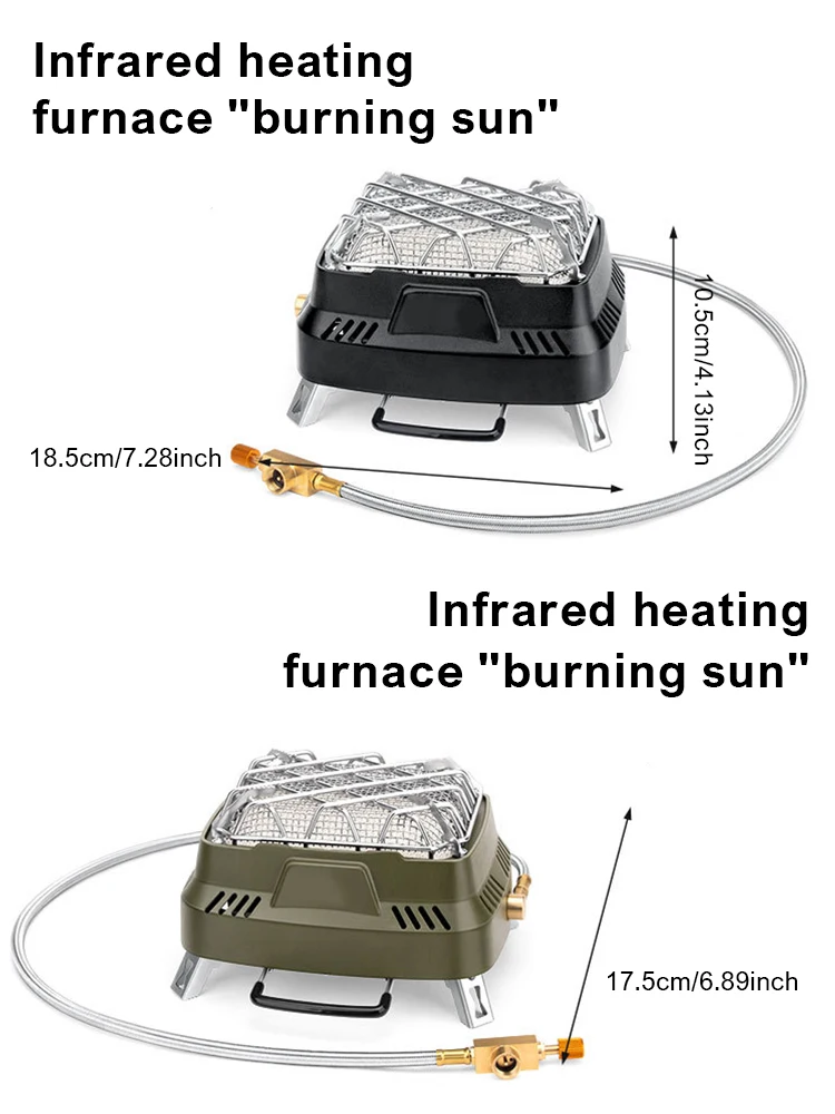 موقد تسخين صغير محمول ثنائي الغرض خارجي متعدد الوظائف، موقد بالأشعة تحت الحمراء، رأس موقد للتخييم في الشتاء للتدفئة