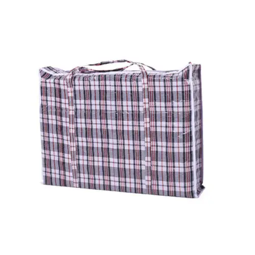 Plus Size Home Storage Laundry Plastic Bag Plaid Basic Waterproof Dustproof Handle Large Zipper Reusable Strong Storage Bags