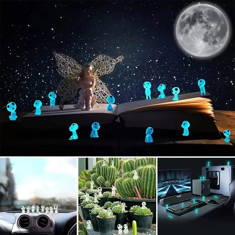 10/20/30/40pcs  Of Glowing Elf Mini Characters Glow In The Dark Kodama Garden Ornaments Fish Tanks And Miniature Landscapes
