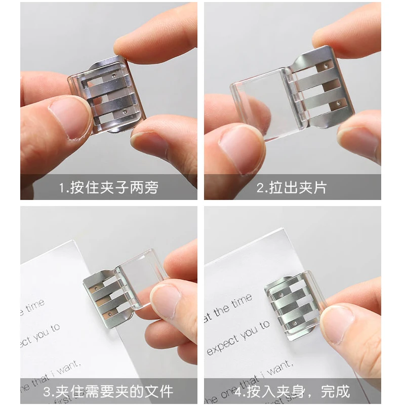 20pcs Sliding Clip Paper Clips Label Clip Folder Transparent Plastic Paper Holder Bookmarker Decor Fixed Office Stationery