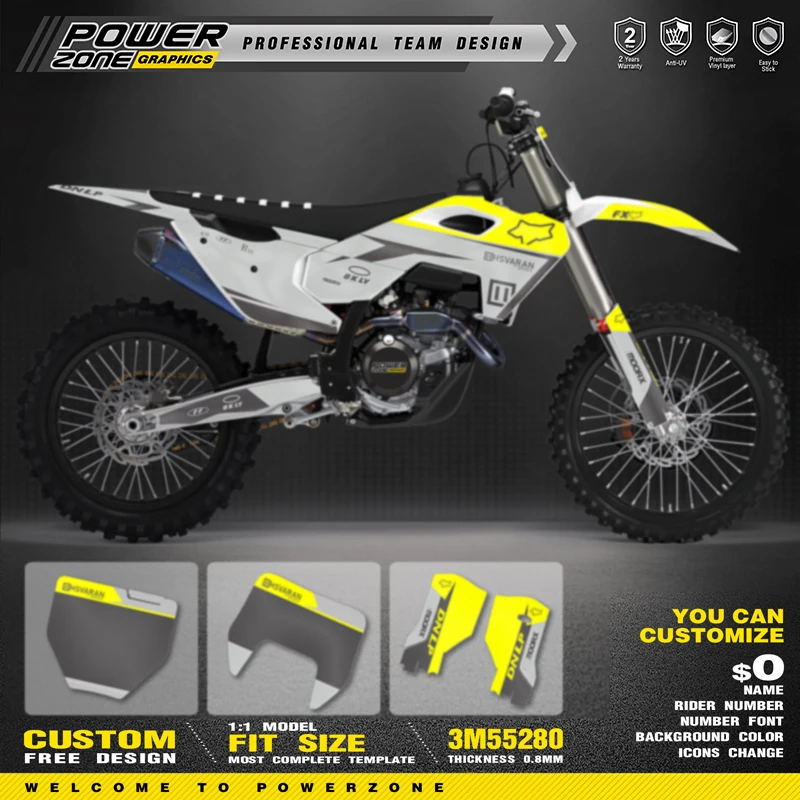 

PowerZone Custom Team Graphics Decals Stickers Kit For Husqvarna Decal 2023 2024 2025 TC FC 125-450CC 24-26 TE FE 001