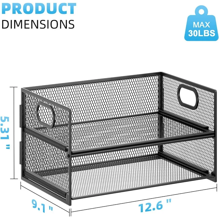 2 Tier Paper Organizer with Handle for Home Office Desk - Mesh File Organizer and Letter Tray for Efficient Document Sorting an