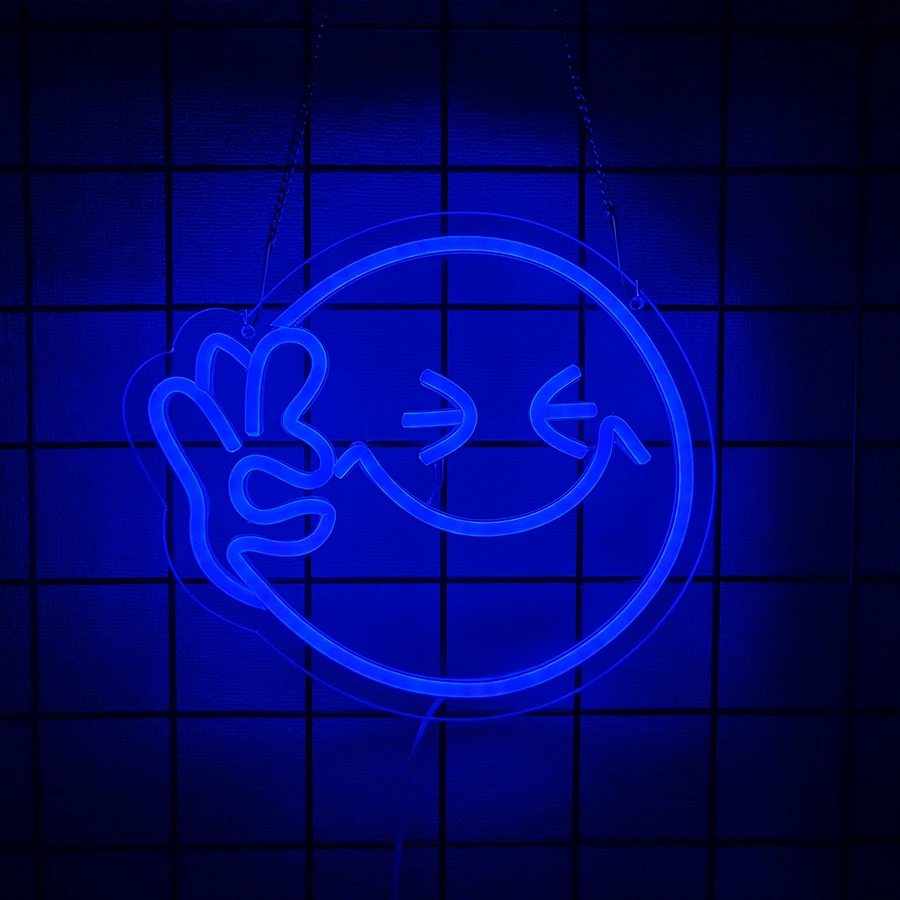 Ok Lighting Decor - Smile OK Hand Neon Sign Blue