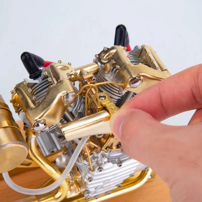 

Motorcycle Engine Can Be Started Model Metal Stainless Steel Engine Model Wooden Base Mini Engine Fuel Start Toys