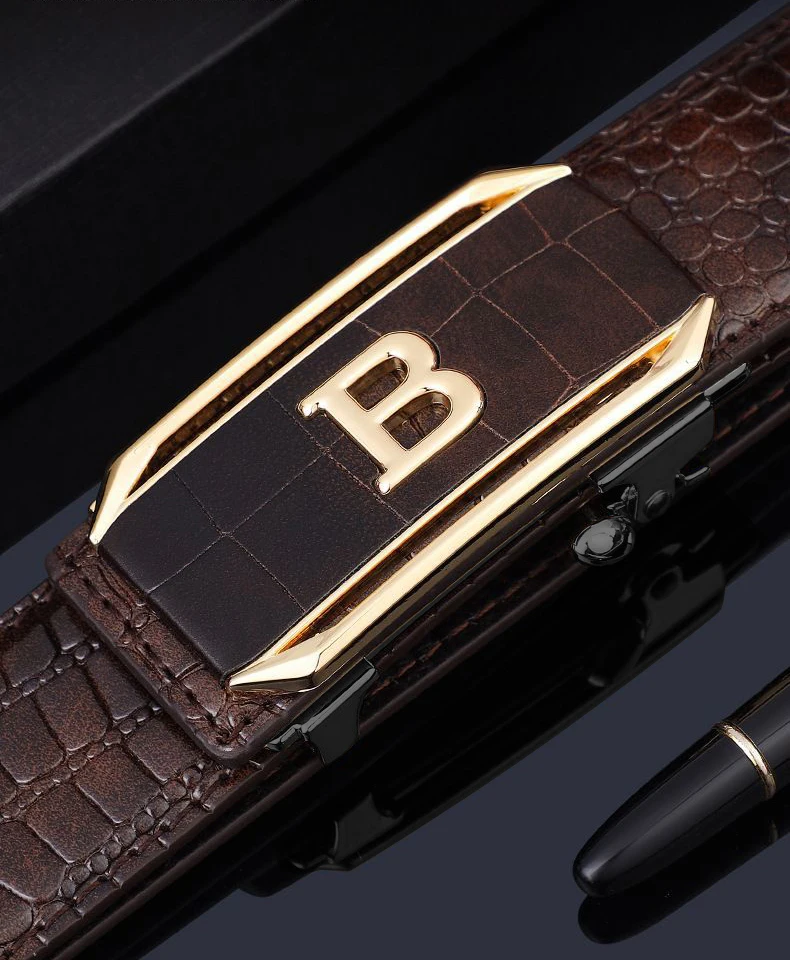 Herrengürtel, automatischer Schnallengürtel, hochwertiger, trendiger Gürtel mit Krokodilmuster, modischer Jeansriemen, Herrenaccessoires – Detail 7