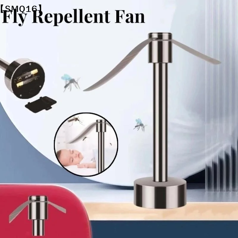 Portable Stainless Steel Fly Repellent Fan Silent Battery Power Automatic Fly Trap Keep Flies Away Table Pest Fan Outdoor【SMQ】