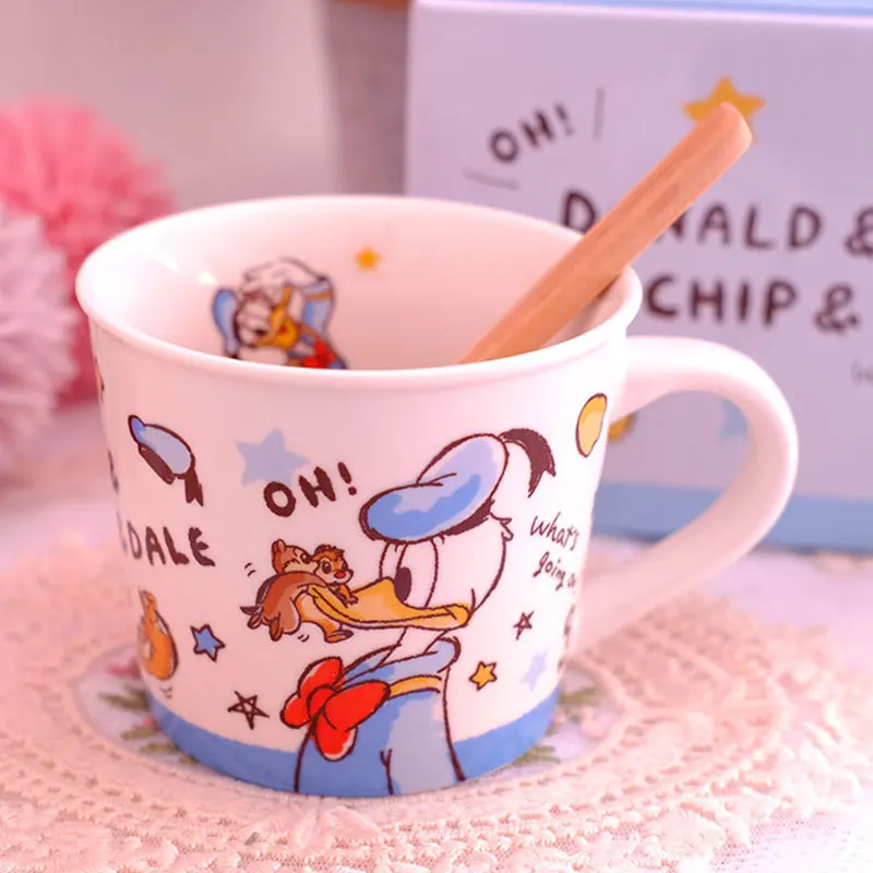 Disney Lilo & Stitch Cartoon Mug Mickey Minnie Donald Duck Chip \'n\' Dale Anime Figures Printed Pattern Coffee Cup Milk Cup Gifts