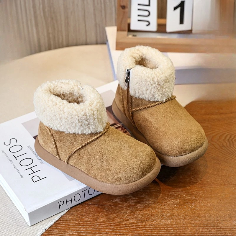 

Winter Girls Furry Cotton Boots for Outdoor Warm Hairy Children's Causal Platform Ankle Boots Fashion Leopard Kids Plush Boots