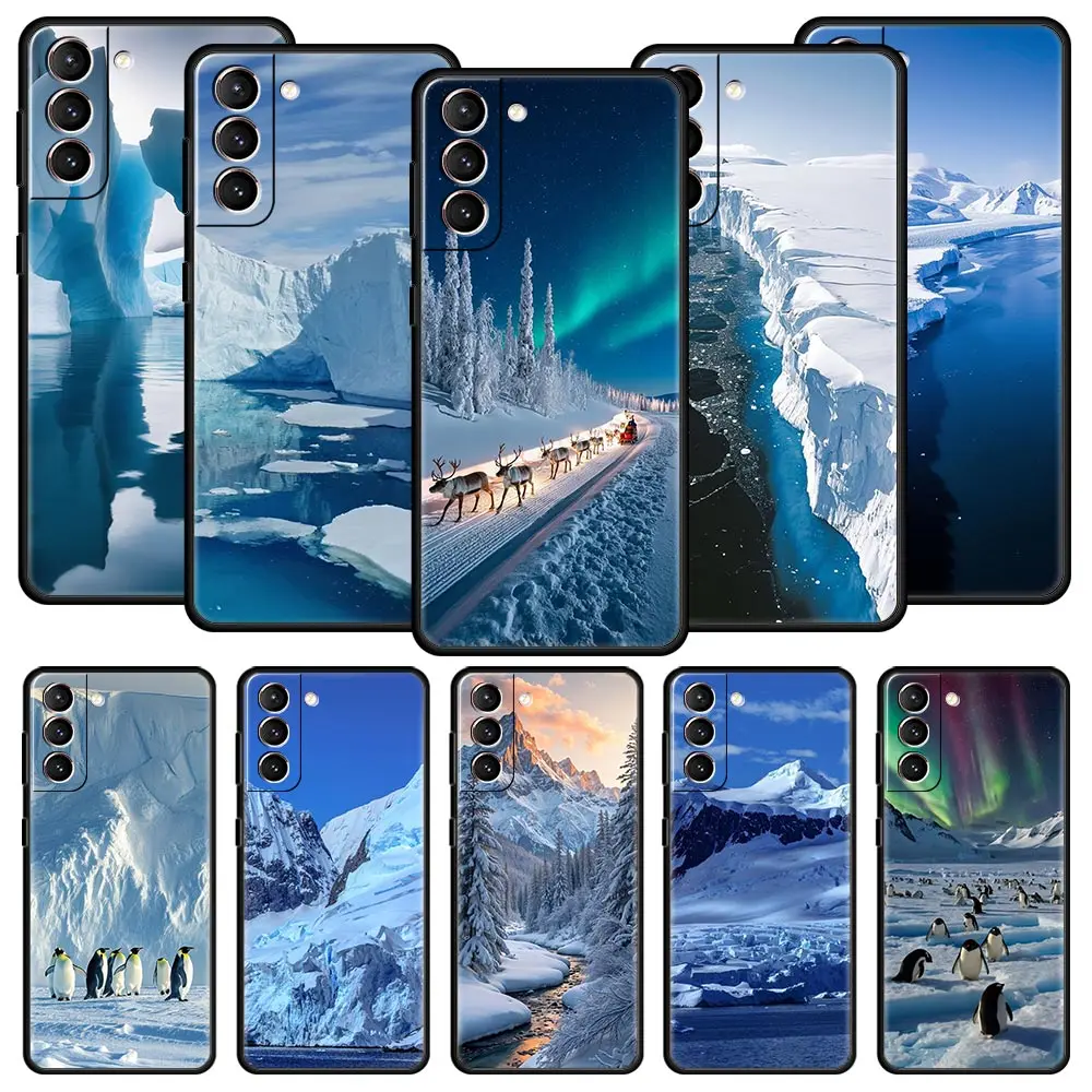 Phone Case For Samsung Galaxy S26 S25 FE S24 S23 S22 S21 Ultra S20 5G S10E Plus Protect Cover Antarctica snow scenery