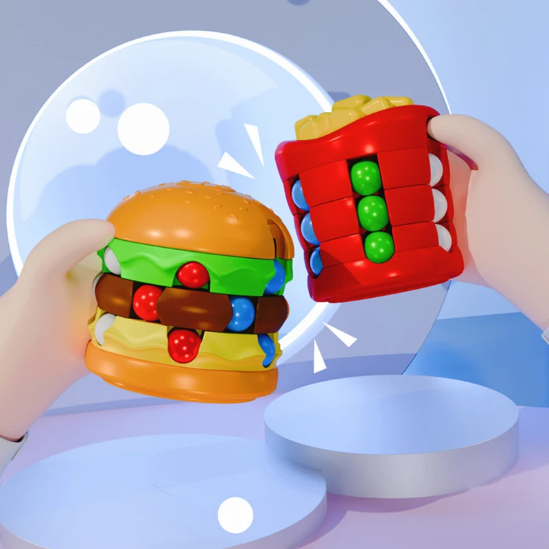 

Magical Beans Cube Hamburger Beads French Fries Wheel Spinner Puzzle With Strap Games Relieve Stress Toy For Children Gifts