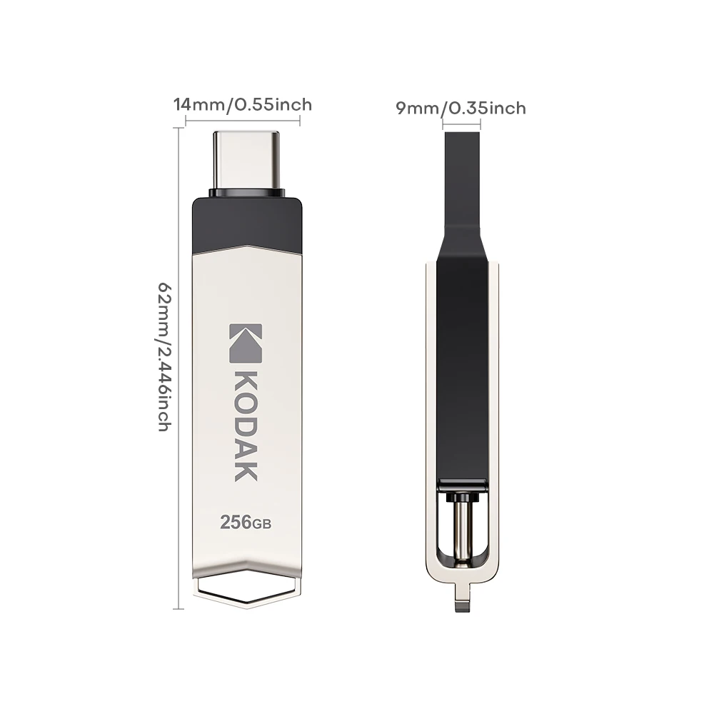 KODAK 256G USB3.2 Type-C 2 IN1 USB Flash Drive for Phone and Computer Original Pen Drive 128GB 64GB Up to 120Mb/s Flash Pendrive
