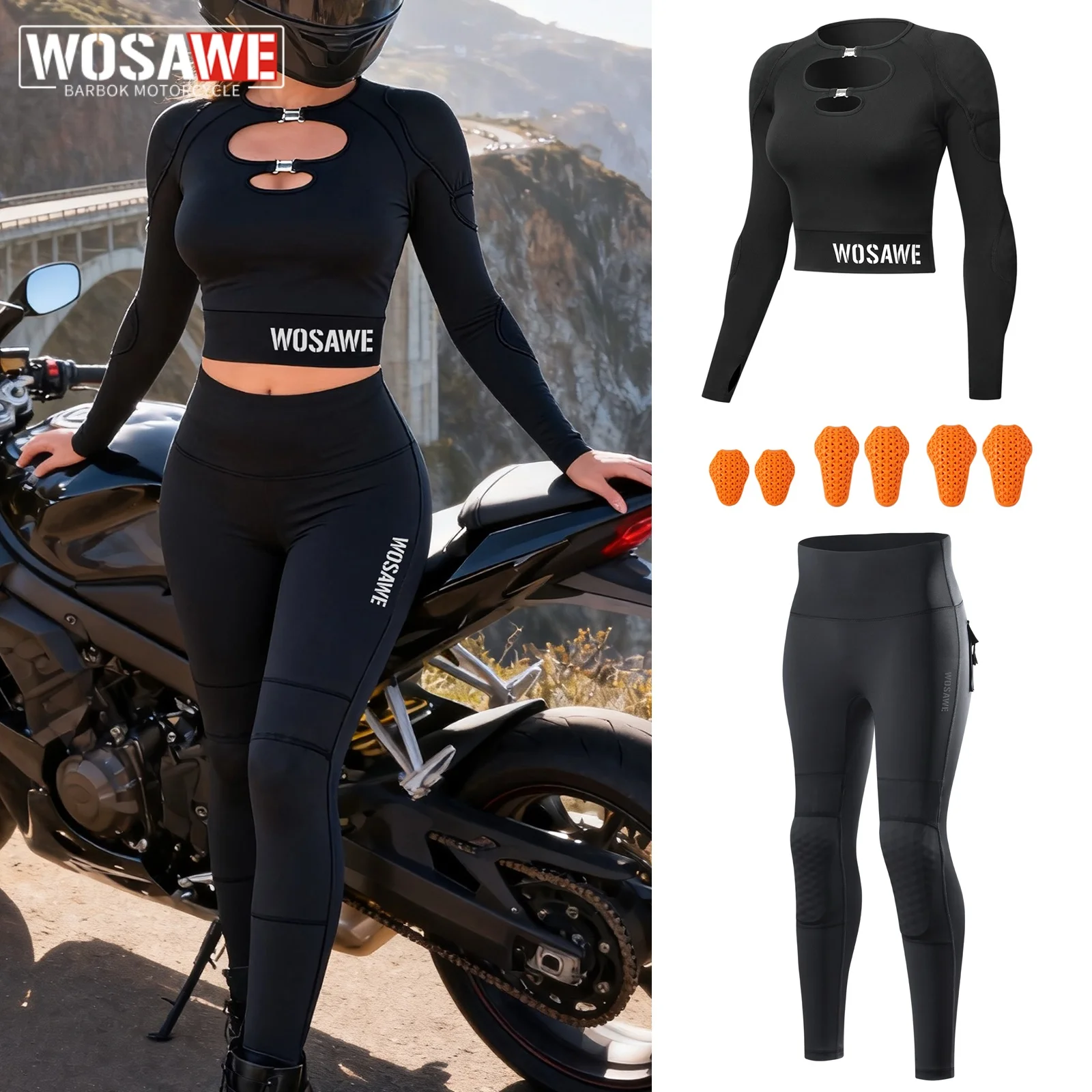 

WOSAWE Women Motorcycle Jacket Pants Four Season Breathable Detachable CE Protective Gear New Moto Motocross Jacket Suit