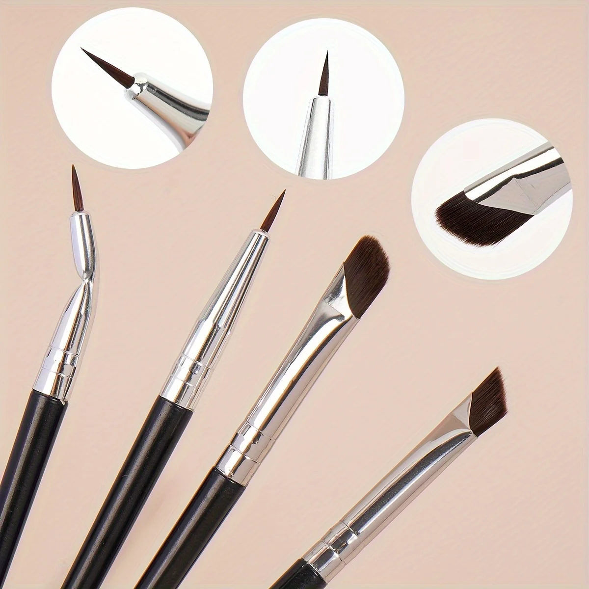 4-Pcs Multi-Purpose Eye Makeup Brush Set - High Quality For Concealer, Eyebrows And Eyeliner - Suitable For Beginners