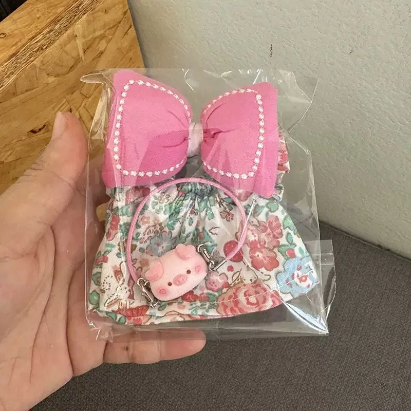 17cm First and Second Generation Labubu Baby Clothes Hanger, Labubu Skirt, Bag Set, Bow New Style