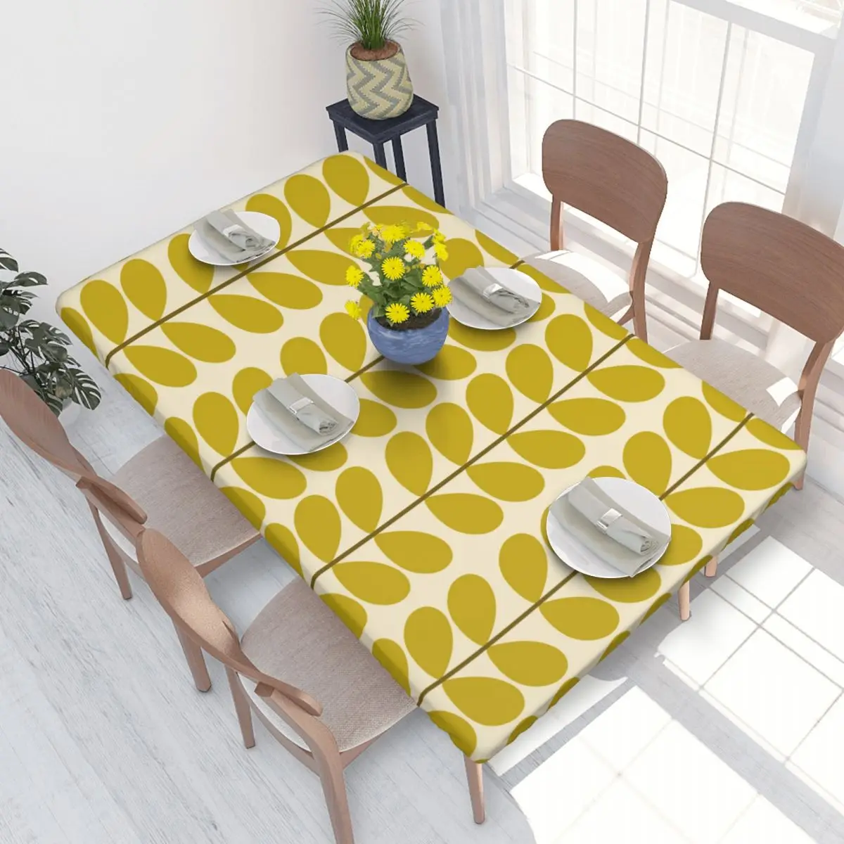 Custom Classic Solid Stem Modern Graphic Tablecloth Rectangular Waterproof Orla Kiely Table Cloth Cover for Kitchen 4FT