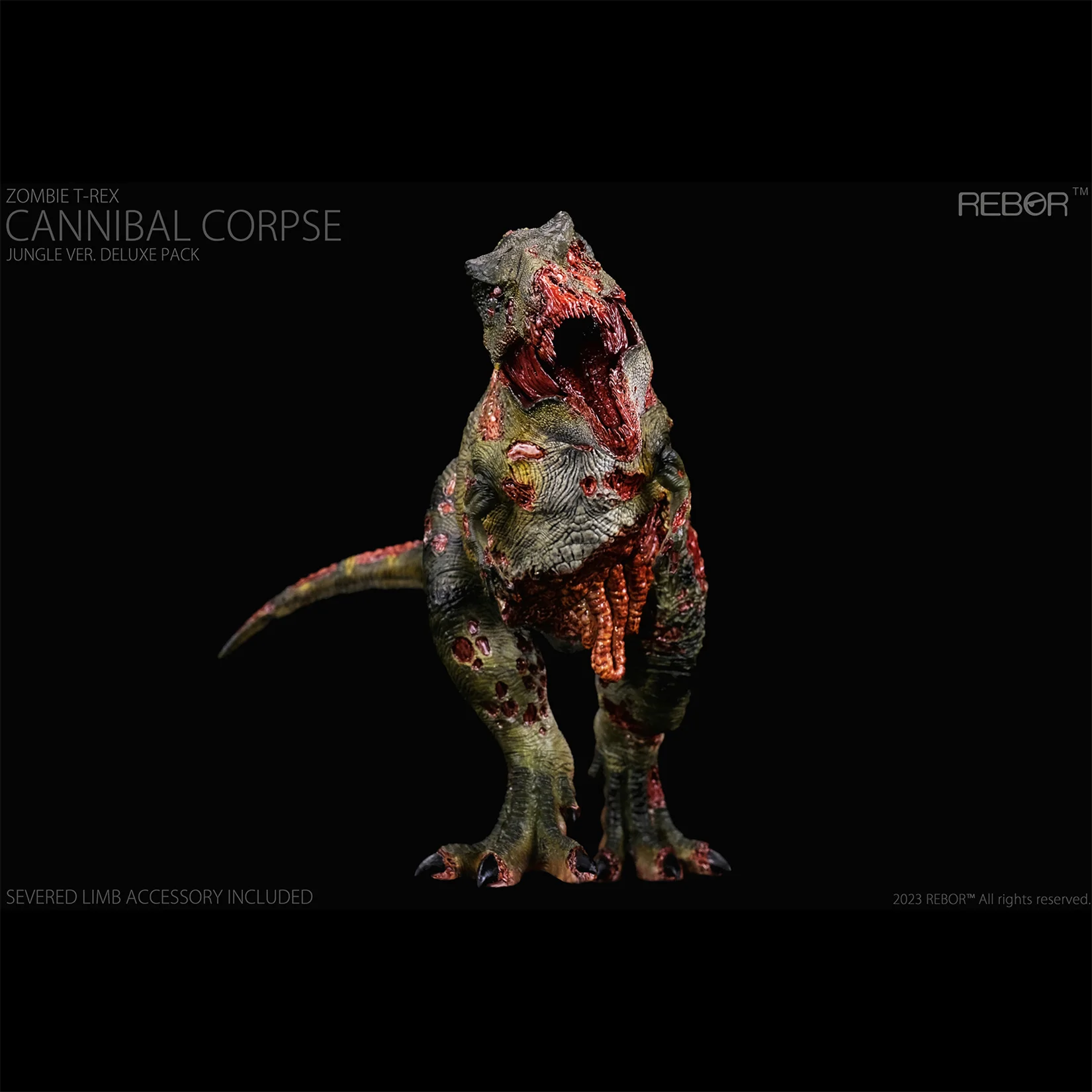 Rebor-ゾンビT-Rex人食い死神モデル、ティラノサウルス恐竜像、先史時代の動物コレクションの装飾、1:35スケール