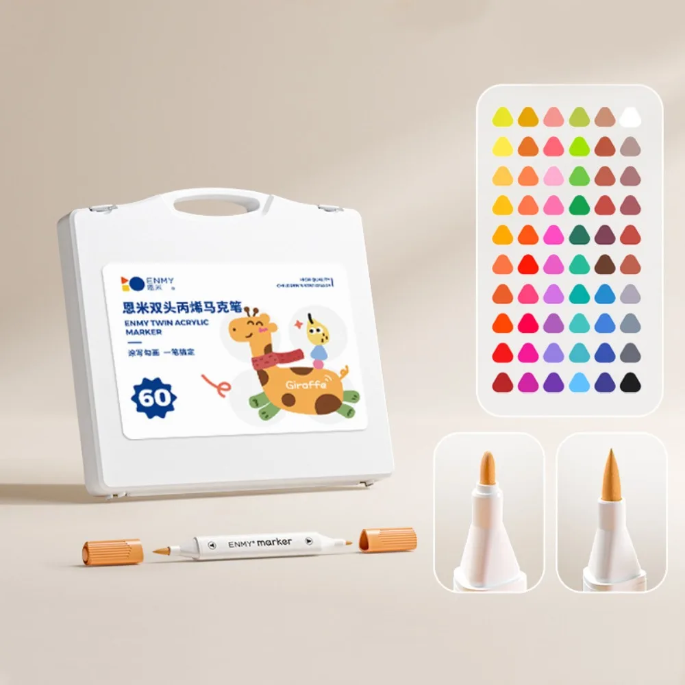 Fineliner วาด 24/36/48/60/80 สี Art MARKER ปากกา Hook Liner เจลปากกาแปรงปลายคู่สีอะคริลิค MARKER หมึกสีขาว