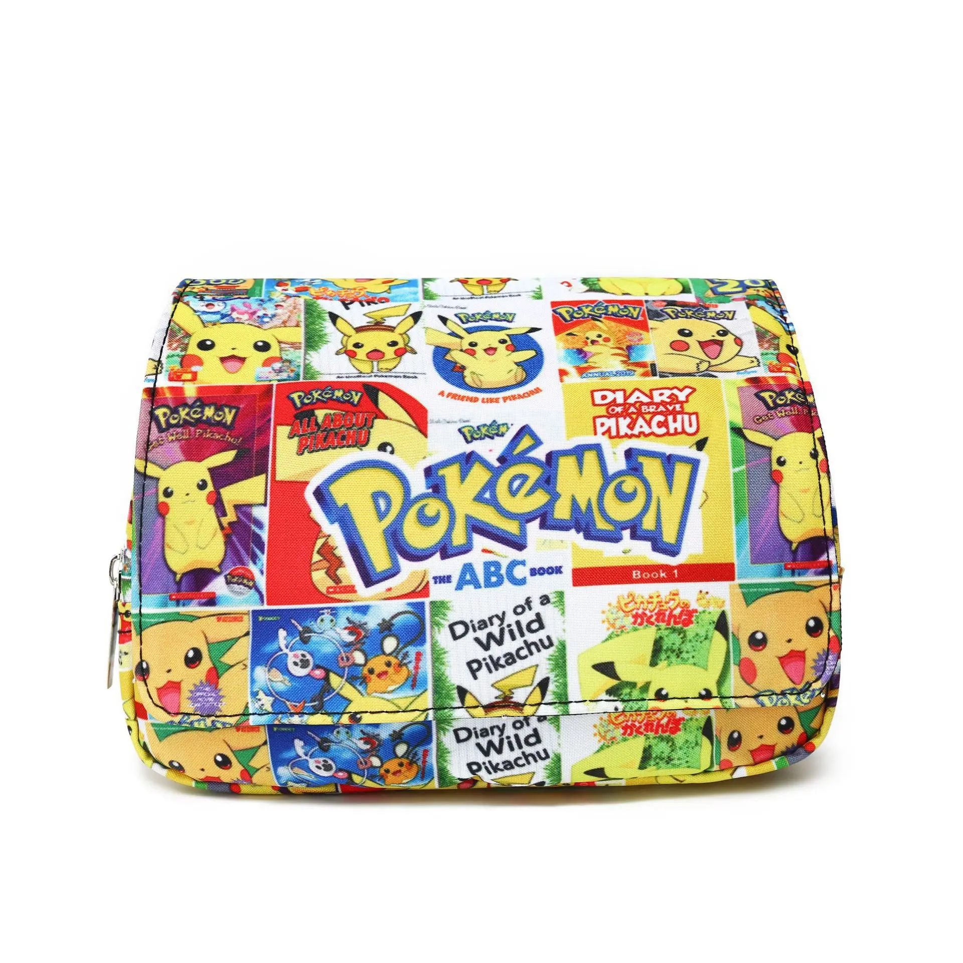 Pokemon Cartoon Large Capacity Pencil Case Pikachu Pen Bag Fully Printed Flap Stationery Box Cute Anime Bags Students Supply image 5