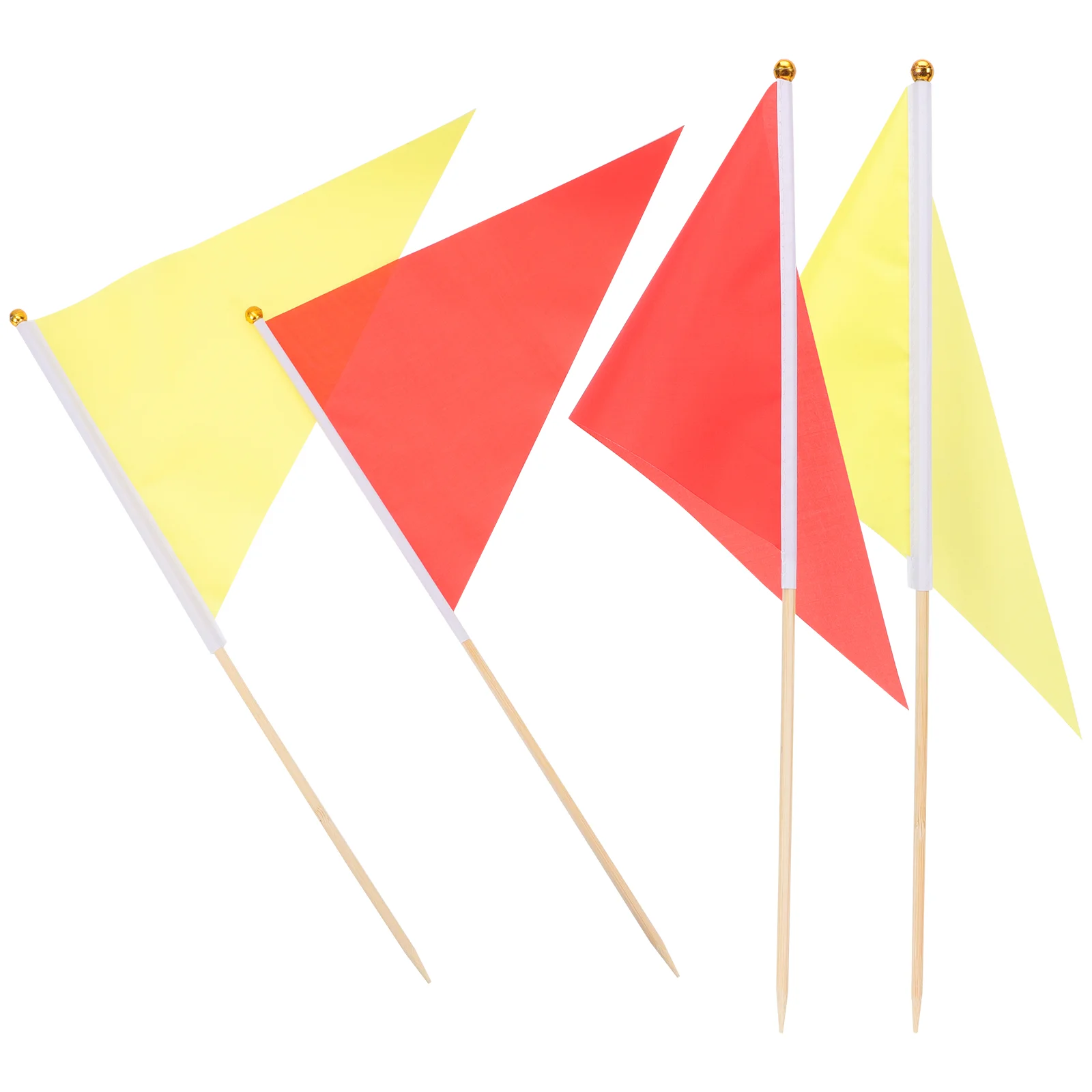 

10 Pcs Triangle Bunting Flags with Pole Yellow Marking Lawn Marker for Irrigation Yard Football