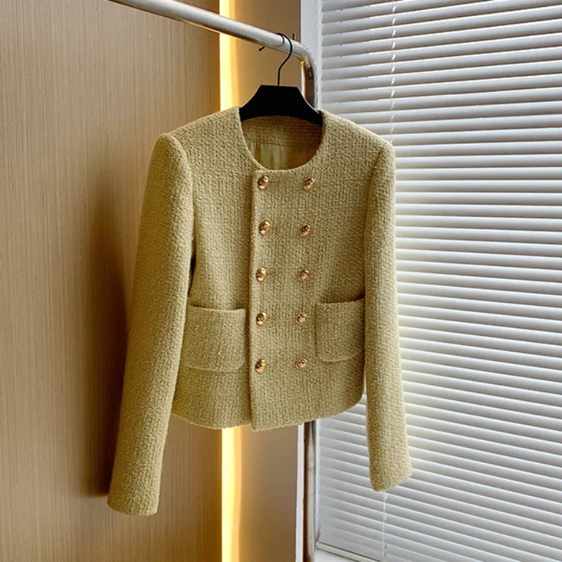 

2025 New Designer Fashion Winter Autumn Women Casual Short Jackets Coat Elegant Small Fragrance Lady Double Breasted Outwerwear