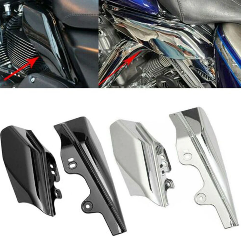 Motorcycle Chrome/Gloss Black Mid-Frame Air Deflector For 2001-2008 Harley Touring Street Electra Glide Road King FLHR FLHX FLTR