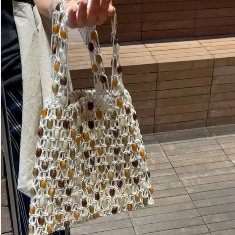 حقائب يد منسوجة متباينة للنساء حقيبة كتف مصممة حقائب تسوق عصرية حقائب شاطئ صيفية للإجازات كيس Suмка