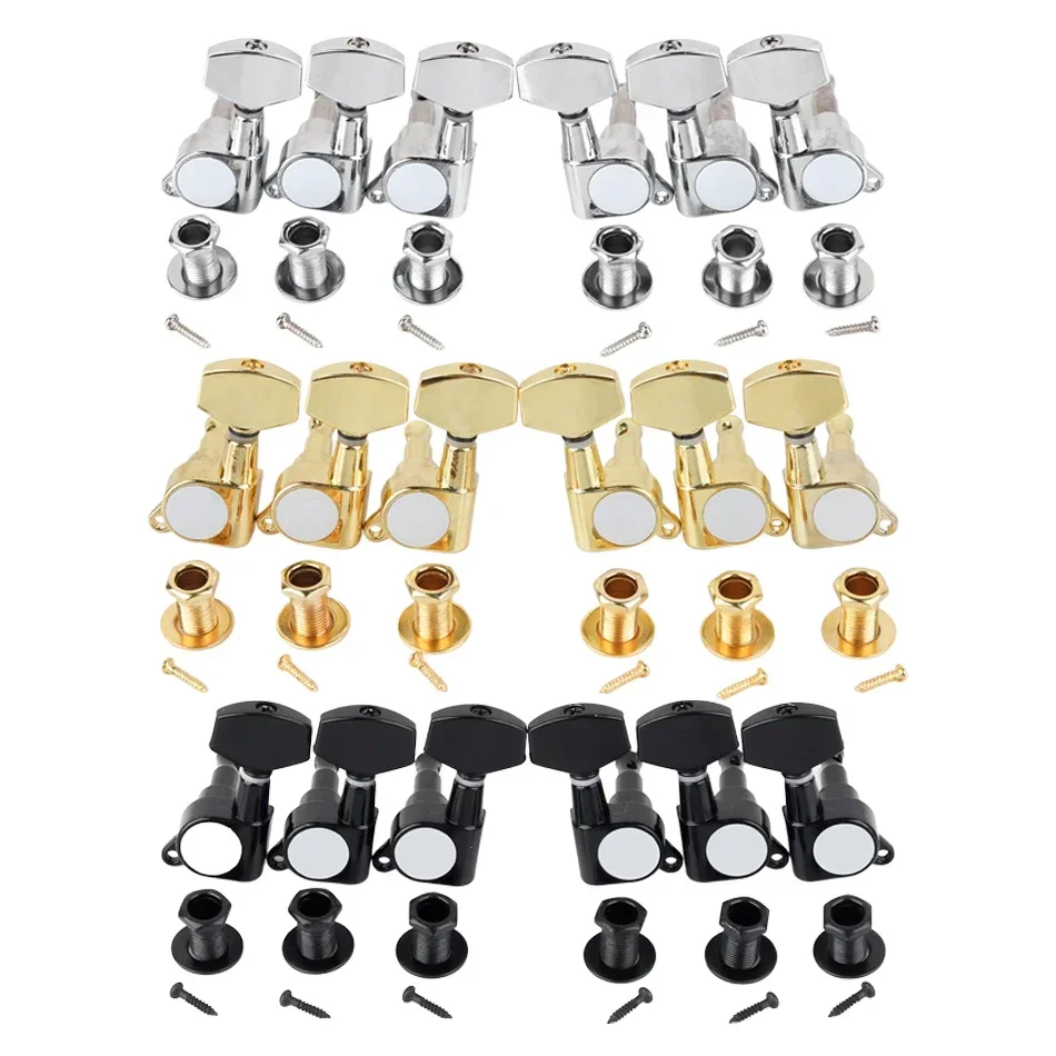 Gearlly 6Pcs 3L3R Big Square Sealed String Tuning Pegs Tuning Keys Machine Heads Tuners For Electric Guitar or Acoustic Guitar