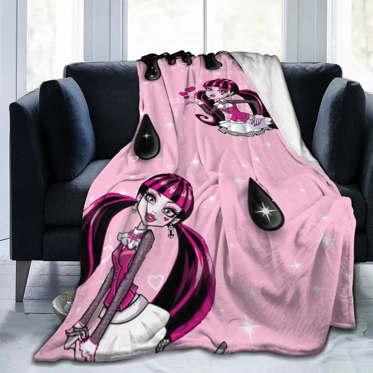 Monster High Anime Blanket Fleece Print Multifunction Ultra-Soft Throw Blankets for Sofa Bedroom Bedding Throws