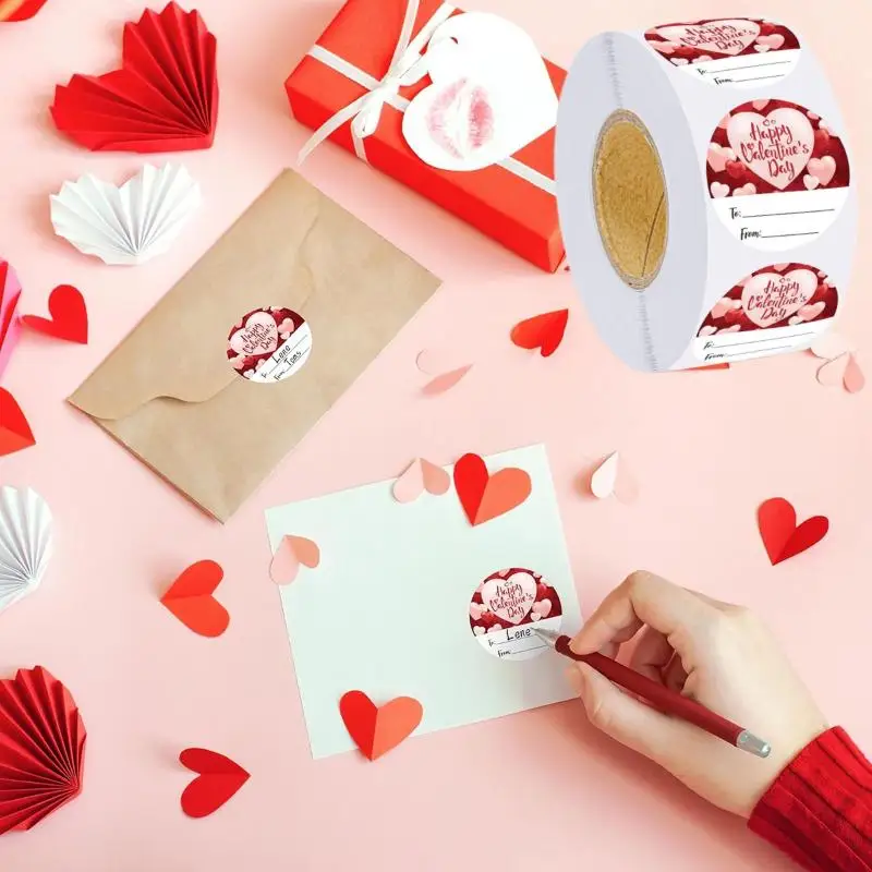 

500pcs Valentine's Day Red Circular Gift Sticker Label for Packaging Party DIY Decoration Sealing Stickers