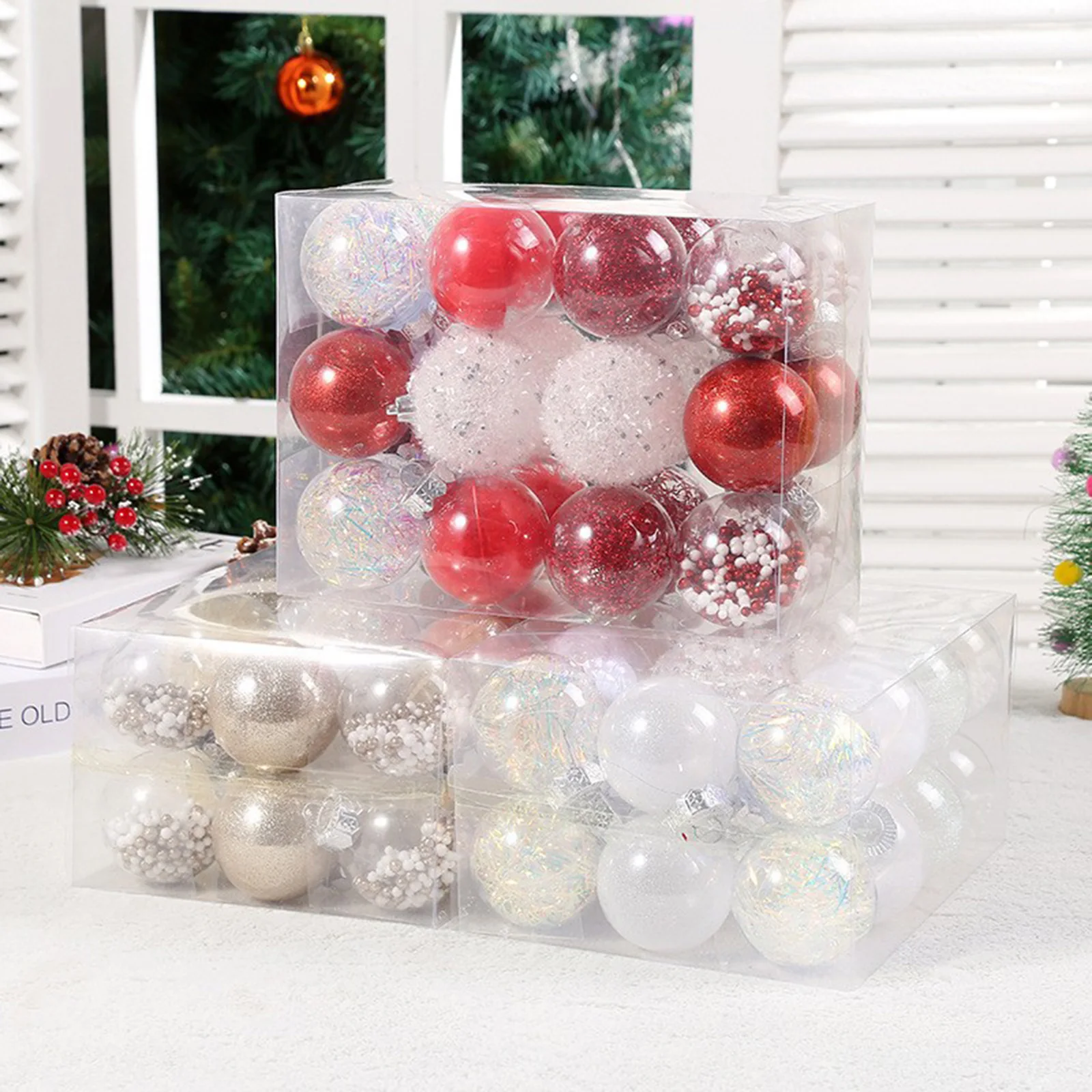 24Pcs/Box 6cm Christmas Ball Ornaments Xmas Tree Hanging Pendant Baubles Decoration for Festive Wedding Anniversary Decors