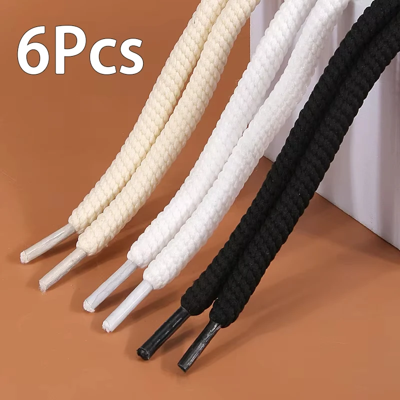 2 Stück/6 Stück NEUE 8 mm dicke runde Schnürsenkel, klassische einfarbige Schnürsenkel für Turnschuhe, Stiefel, hochwertige Schnürsenkel
